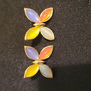 Vintage Crown Trifari Jelly Belly Butterfly Earrings